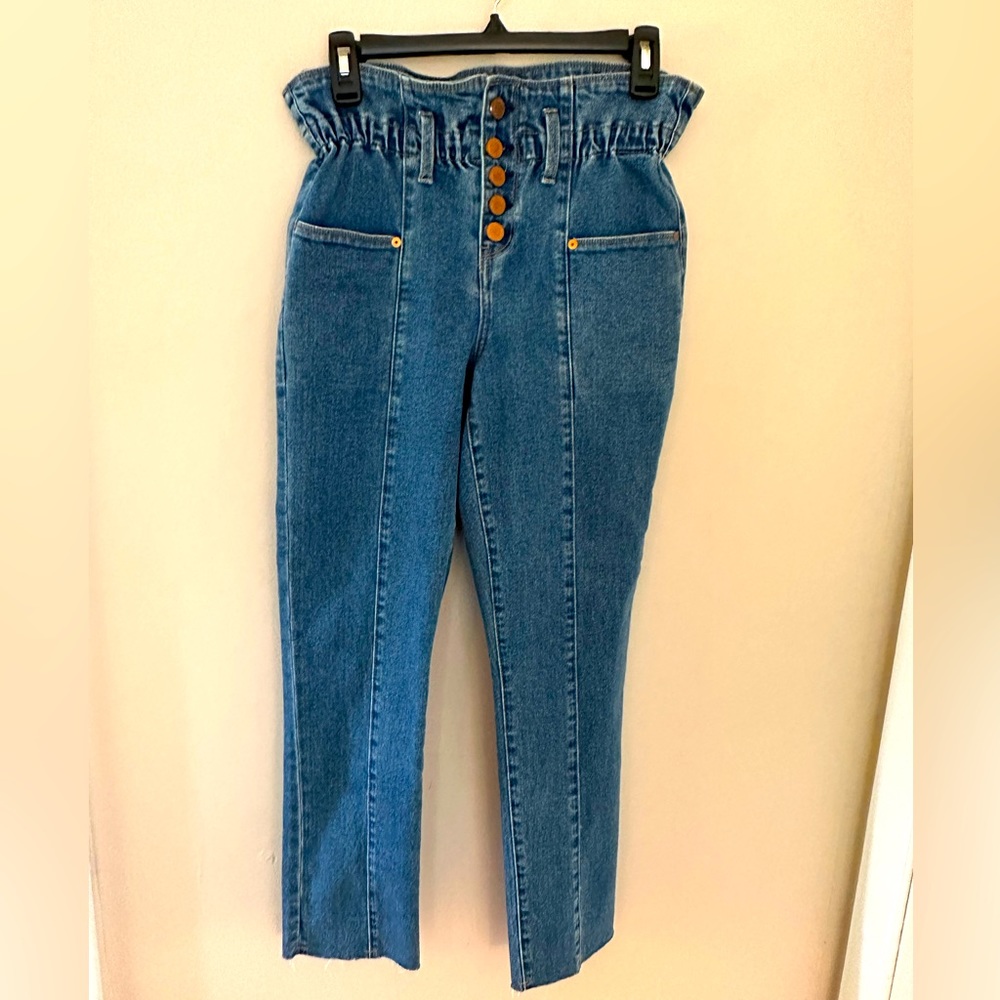 Blank NYC tulip waist with elastic button fly denim